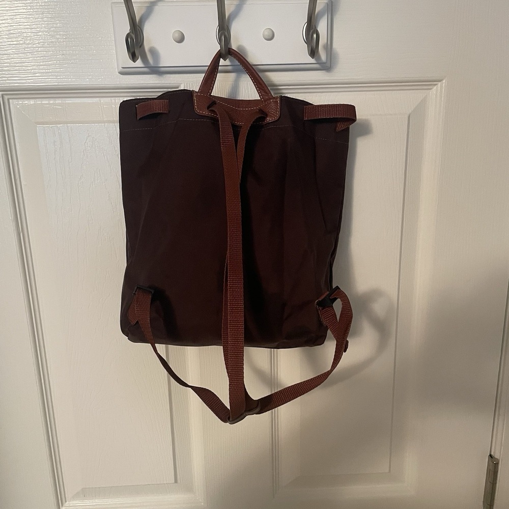 Longchamp Brown Nylon & Leather Backpack Tote - Picture 10 of 16